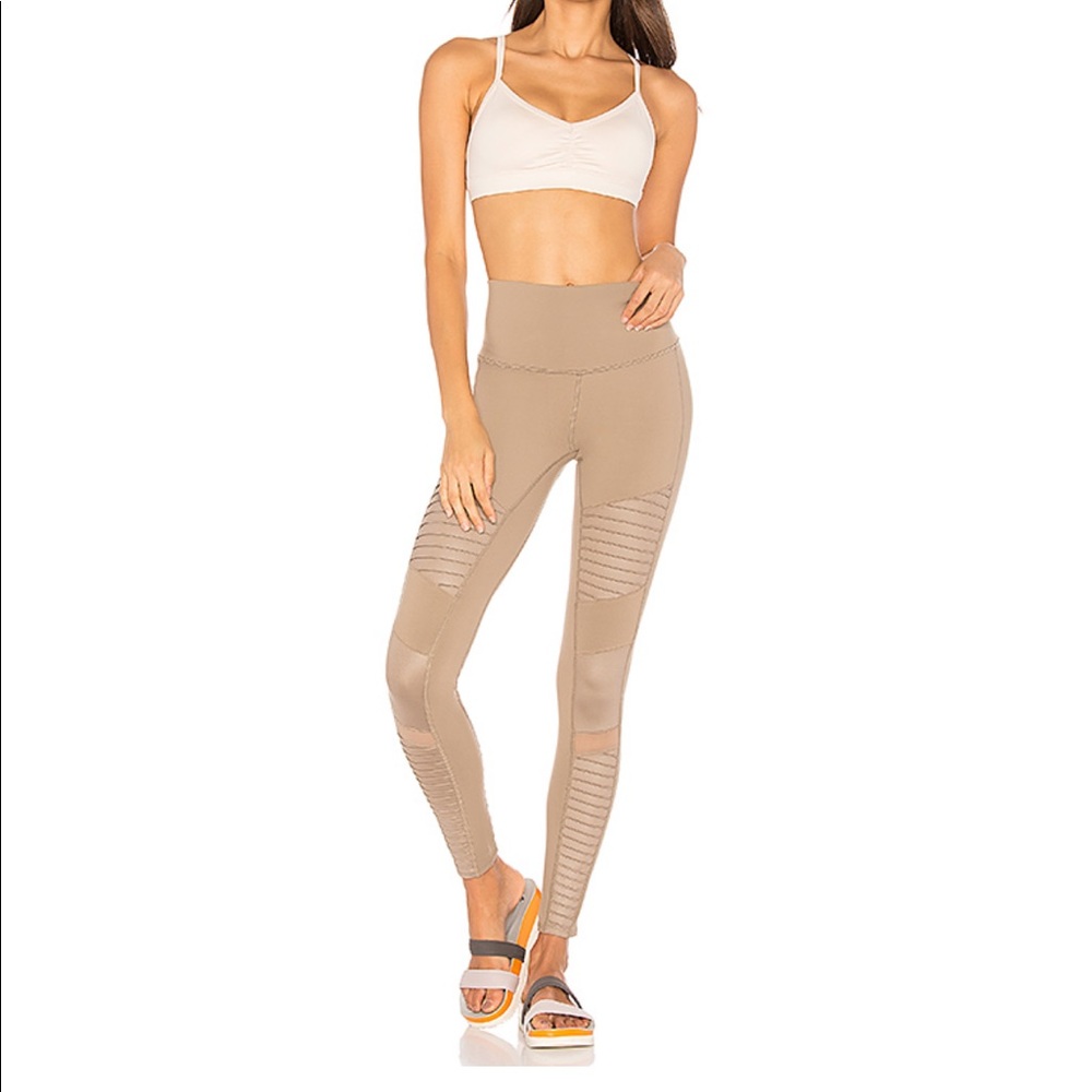 Alo High Waisted Moto Leggings in Gravel